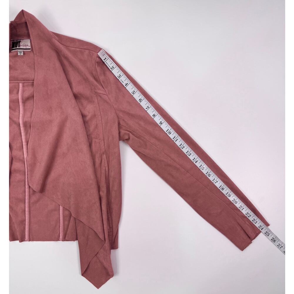 Kut from the Kloth Pink Faux Suede Drape Front Waterfall Jacket Size Medium - Picture 7 of 10